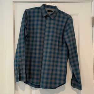 Blue/Grey Plaid Shirt - M